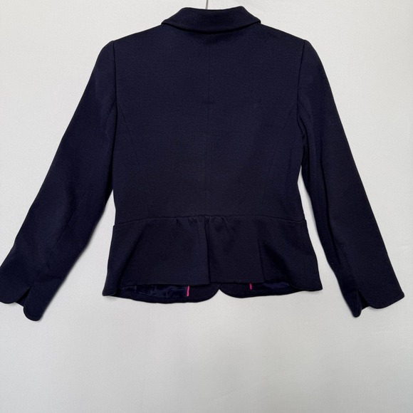 Talbots Navy Blue Blazer Peter Pan Collar Cloth Buttons Sz 4P Academia Nautical - Picture 8 of 11